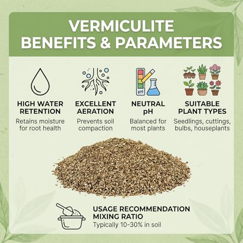 Sukh 14.6OZ Vermiculite - Organic Vermiculite for Gardening Plants Fine Horticultural Soil Amendments Bulk Additive Perfect Potted and Garden Professional Grade 1-3mm - size: 1-3MM
