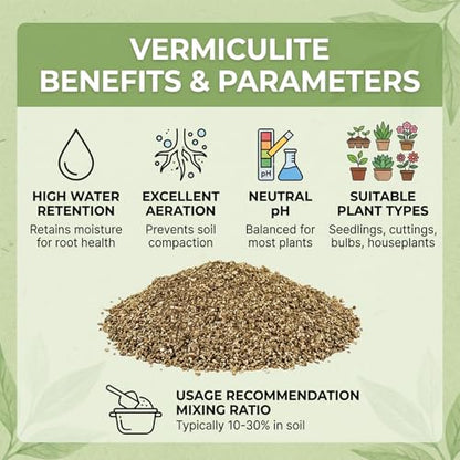 Sukh 14.6OZ Vermiculite - Organic Vermiculite for Gardening Plants Fine Horticultural Soil Amendments Bulk Additive Perfect Potted and Garden Professional Grade 1-3mm - size: 1-3MM