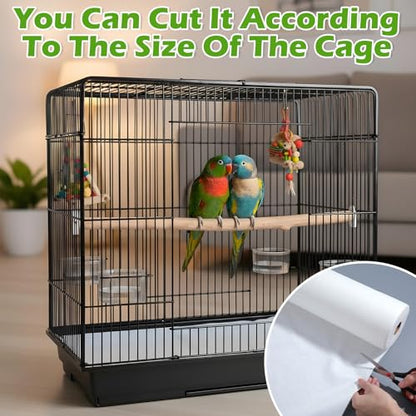 100 Ft x 17.3 Inch Bird Cage Liner, Disposable White Non-Woven Bird Cage Liners Large Size Precut Absorbent Cushion Pad Mat Accessories for Pet, Parrot, Animal