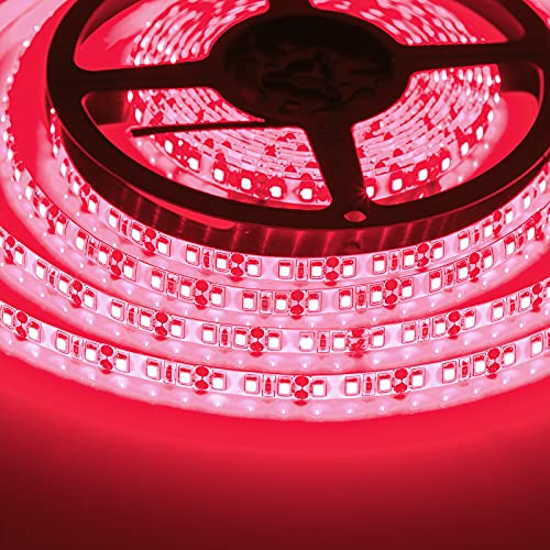 Red Waterproof 600 LEDs Strip Lights, SUPERNIGHT 12 Volt LED Light Strips 16.4FT LED Rope Lighting for Boat Bedroom Car TV Backlighting Christmas Party - color: Red