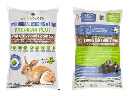 Coir Wonder Small Animal Bedding – 20 L –– Coco Chip Fiber Bedding Substrate for Guinea Pig, Hamster, Rabbit, Bunny Litter, Tortoise, Turtle, Reptile, Snake Habitat - Activated Charcoal Odor Control