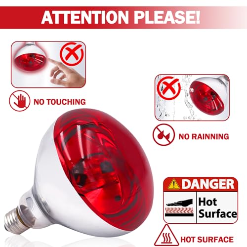 250 Watt R40 Red Heat Lamp Bulbs (2-Pack) - Infrared Incandescent Light Bulb for Chickens, Chicks, Reptiles, Pets, Poultry, Brooder, Coop, Bathroom & Sauna - E26 Base, 120V