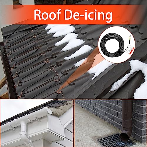 HEATIT PLSR High-Performance Self-Regulating Heating Cable - Frost Protection for Water Pipes and Snow Melting on Roofs - 10w/ft Power - Premium Quality for Commercial and Industrial Use 50ft - color: 50 Feet, style: 120V