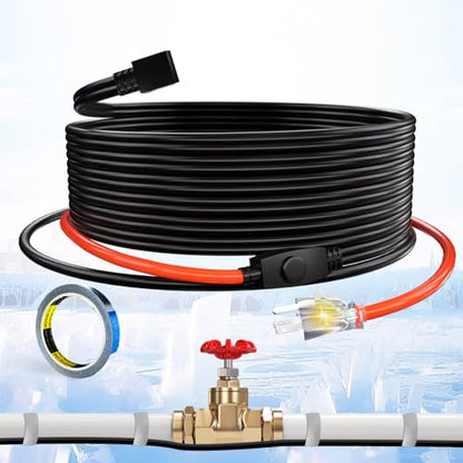 Heat Tape for Water Pipes Pipe Freeze Protect Heating Cable Keeps Water Flowing at -40°F Constant Wattage Heat Trace for Pipes 120V 28 ft - style: 28-feet