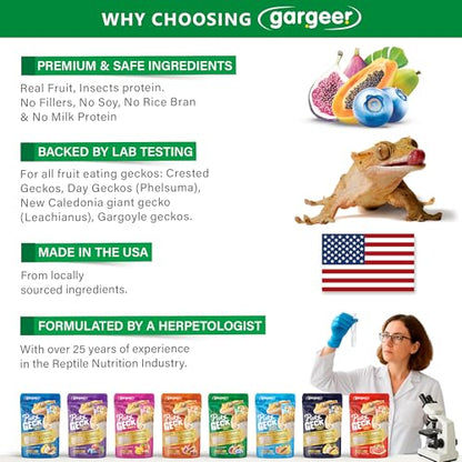 Gargeer 'Picky Geck' Rainforest Mist - Premium Crested Gecko Food | Immune & Digestion Support with Banana, Papaya, Fig & Blueberry | No Fillers - Only Premium Ingredients | 2oz | Made in USA - size: 2 Ounce (Pack of 1)