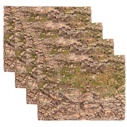 4 Pcs Cork Terrarium Background, 15.7 x 11.8 in Reptile Cork Bark Mat, Large Natural Cork Climbing Bark Sheet, Cuttable Backdrop Wall Decor for Aquarium, Vivarium, Reptile Habitat