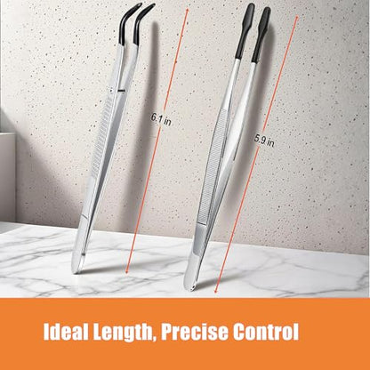 2Pcs 6 Inch Reptile Feeding Tongs with Soft Tips, Bearded Dragon Tank Accessories, Food Tweezer for Leopard Gecko, Crested Gecko, Jumping Spider, Frog, Snake, Chameleon and Red-eared Slider