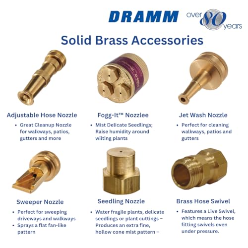 Dramm Fogg-It Mist Spray Nozzle with Brass Jets & Body, Perfect for Delicate Seedlings & Raising Humidty for Wilting Plants, Brass