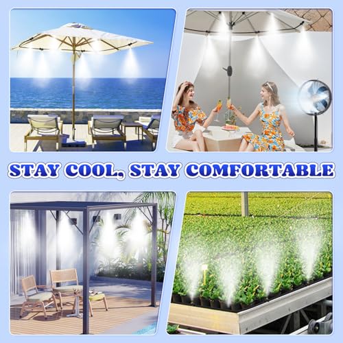 Moongiantgo Outdoor Misting Cooling System with Pump Kit-82ft Misting System pipe+24 Brass Mist Nozzles 0.02’’+Cluster Body+3/4’’ Adapter-Mister for Outside Patio Backyard Garden Greenhouse Trampoline
