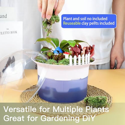 Large Venus Fly Trap Terrarium Kit with Grow Light Timer& Adjustable Metal Stand, African Violet Self Watering Planter Pot for Herbs,Carnivorous Plants,Christmas for Dad Garden Lover