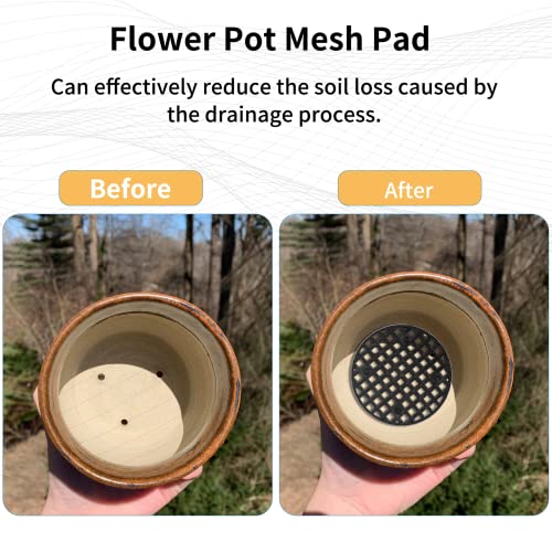 Bivethoi 150pcs Plant Pot Hole Cover - Bonsai Drainage Mesh Screens (3 Sizes, Black) - color: Black, size: 150pcs