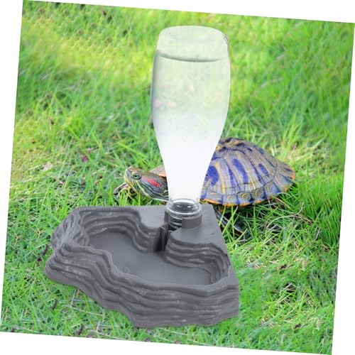 Reptile Turtle Feeder,Water Feeder Automatic Water Dispenser Waterer Feeding for Turtle Dragons Lizards Geckos for Terrarium Reptile Food Bowl Tank Lizard (Grey)