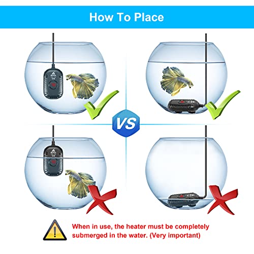 DaToo Small Aquarium Heater 100W Mini Fish Tank Heater 100 Watt Submersible with LED Temperature Display - size: 100W