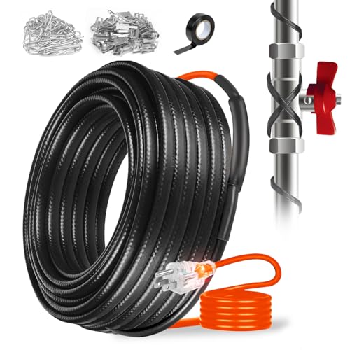 Heating Cable for Metal and Plastic Home Pipes, Energy-efficient, Self-Regulating Pipe Heat Tape for Water Pipes, Pipe Freeze Protection, Keeps Water Flowing at -40℉, ETL Listed,120V (100FT) - size: 100FT