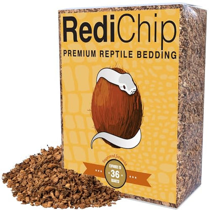 RediChip Reptile Bedding Loose Medium Coconut Chip 36 Quart Coco Husk Substrate Mulch for Snake Habitat, Ball Python Terrarium, Turtle Tanks, Tortoise Enclosure - size: 36 Quart