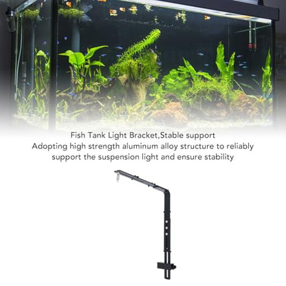 Aquarium Light Riser, Adjustable Professional Aquarium Light Stand, Aluminum Alloy Aquarium Light Holder, Aquarium Lamp Bracket, Fish Tank Lighting Holder for Aquarium LED Light - color: Black