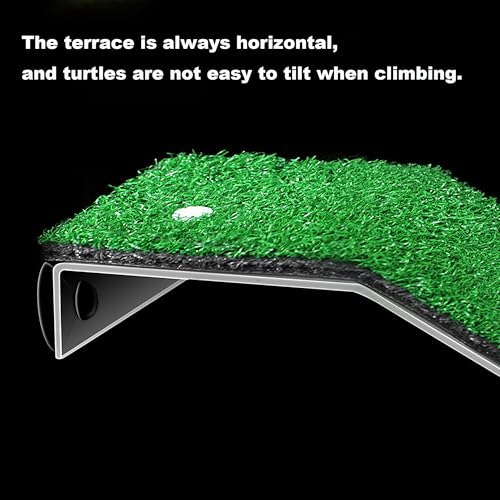 Turtle Basking Platform - 5.9 X 8.7 X 1.3 Inches Tortoise Basking Platform - Simulation Grass Tortoise Ramp with Suction Cup - Turtle Resting Terrace for Reptile, Terrapin, Frog