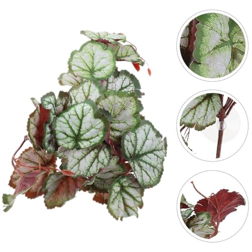 PRETYZOOM Artificial Hanging Reptile Plant with 23 Leaf Faux Foliage, Suction Cup Attachment, Lifelike Artificial Leaves Pendant for Reptile Terrarium Environment Decoration and Amphibian