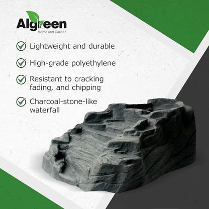 Algreen Outdoor Rock Waterfall, Tranquility Water Fountain for Pond, Garden & Backyard, Gray - Home Landscaping Decor and Accessories for Patio, Yard, and Pool