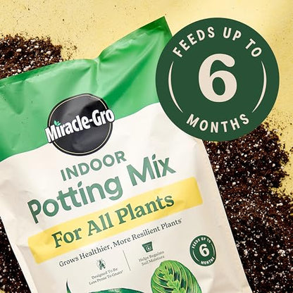 Miracle-Gro Indoor Potting Mix (6 qt.) and Plant Food (8 fl. oz.) for All Plant and Plant Care Leaf Protect & Shine (8 fl. oz.) - Bundle for Growing, Fertilizing, Protecting and Cleaning Houseplants - size: 6 qt (Care Bundle), style: 6 QT