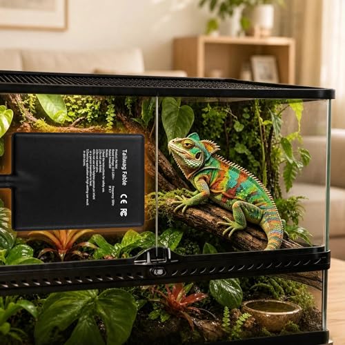 Reptile Heating Pad 6"X8" 8W with Digital Thermostat for 10-20gal Under Tank, Graphene Heating Mat for Turtle, Lizard, Frogs, Snake and Hermit Crab