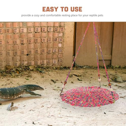 KALLORY Bearded Dragon Bed and Reptile Hammock Swing, Washable Cotton Small Animal Lounger with Clip, Hanging Basking Bed Suitable for Lizards, Geckos, Chameleons, Hamsters in Cage Habitat