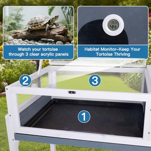 FunXplore Tortoise Habitat Enclosure House Turtle Cage Indoor Reptile for Small Animals Lizards