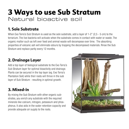 Exo Terra Sub Stratum, Bioactive Volcanic Substrate for Reptile Terrariums, Eliminates Odor, Offers Correct Moisture Levels 4.4 lb