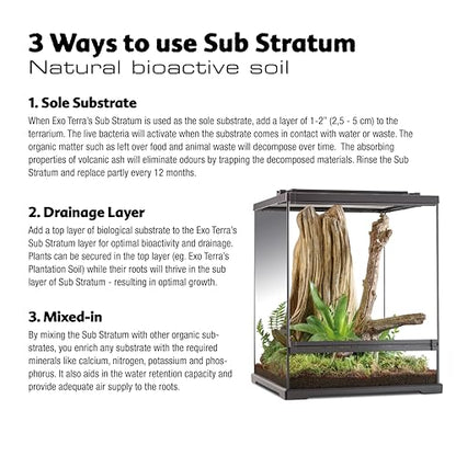 Exo Terra Sub Stratum, Bioactive Volcanic Substrate for Reptile Terrariums, Eliminates Odor, Offers Correct Moisture Levels 4.4 lb