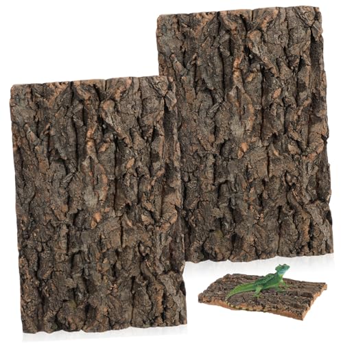 MERRYHAPY 2pcs Reptile Cork Bark for Aquarium and Terrarium Decor Flexible Climbing Ornament for and Fish Tanks and Natural Bark Centerpiece