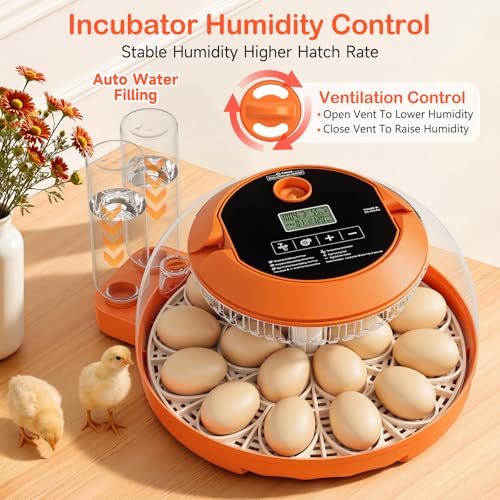 Incubators for Hatching Eggs 18 Egg Automatic Egg Turning and Humidity Control Incubator for Chicken Duck Home Classroom Lab