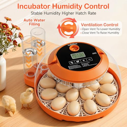 Incubators for Hatching Eggs 18 Egg Automatic Egg Turning and Humidity Control Incubator for Chicken Duck Home Classroom Lab