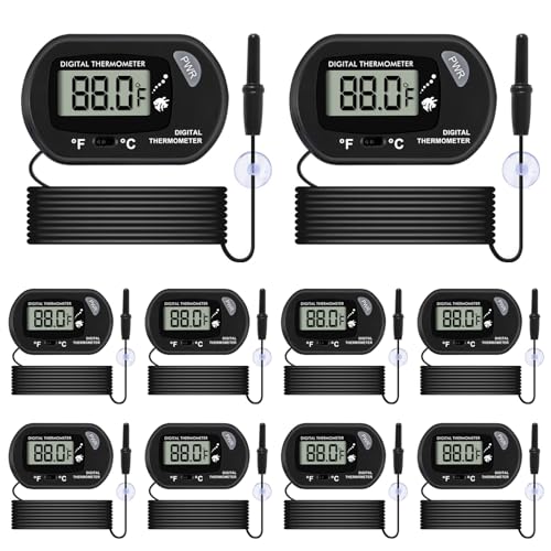 Aquarium Thermometer, Fish Tank Thermometer, Water Thermometer with 3.3ft Cord Fahrenheit/Celsius(℉/℃) for Vehicle Reptile Terrarium Fish Tank Refrigerator (10pcs) - color: 10pcs