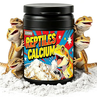 Reptile Calcium Powder with D3-2oz Fine Grind for Bearded Dragons, Leopard Geckos & Tortoises | Essential Vitamin Supplement for Bone Health & Strong Shells