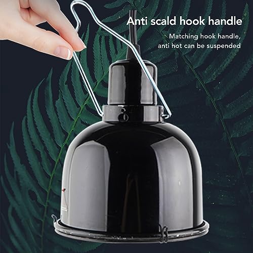 Reptile Light Fixture, Deep Dome E27 Socket Heat and UVB Lamp Holder for Terrariums Ceramic Aluminum 120V US Plug 5.2ft Cord Protective Net 1 Pack