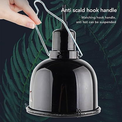Reptile Light Fixture, Deep Dome E27 Socket Heat and UVB Lamp Holder for Terrariums Ceramic Aluminum 120V US Plug 5.2ft Cord Protective Net 1 Pack