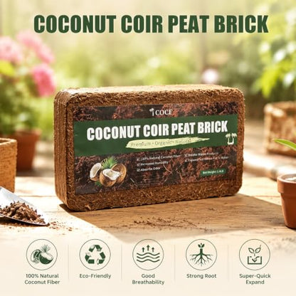 Coco Coir Brick - Low EC & pH Balanced, Compressed Organic Coconut Fiber Potting Mix for Indoor Outdoor Plants, Seed Starting, Hydroponics & Reptile Bedding(5.6lb) - size: 4Pcs