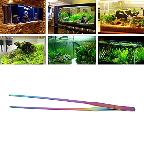 Aquarium Tweezers,27cm Long Multipurpose Tongs Stainless Steel Fish Long Tweezers Planted Tongs Feeding Tools for Kitchen Reptiles (27cm straight clip) - size: 27cm straight clip