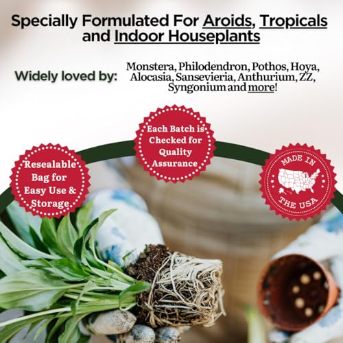 Premium Indoor Plant Potting Mix (4qt) – Peat-Free, Well-Draining Soilless Blend for Aroids & Tropical Houseplants with Coco Coir, Biochar & Pumice