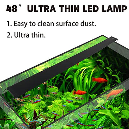 WaterRebirth Ultra-Slim Full Spectrum LED Aquarium Light with Adjustable Brackets.1750LM 40W for 48Inch to 54Inch Fish Tank Lighting Fresh Water - size: 48-54"
