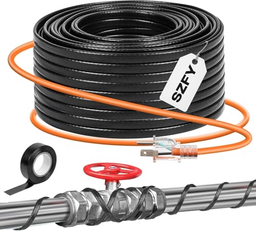 3FT~200FT Heat Tape for Water Pipes, -40°F Deicing Cable,Pipe Heat Cables for Roof,Gutter，Farm，Freeze Protetion Heating Wires, Heated Water Hose,Plumbing Fixtures,120V 5W/FT (80FT) - size: 80FT