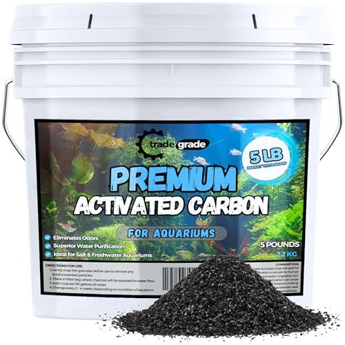 TradeGrade Activated Carbon Aquarium – 5lb Bucket Granulated Activated Charcoal for Fish Tank & Water Purification – High-Performance Aquarium Charcoal Filter Media for Crystal Clear Water - size: 5 Pounds