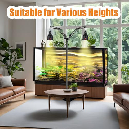 DXOPHIEX Dual Reptile Lamp Stand with 5.5inch Reptile Light Fixture