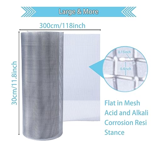 Wire Mesh Roll 11.8 in X 9.84 Ft 304 Stainless Steel Woven Wire Screen Mesh Never Rust，Pest Rat Mesh for Preventing Rats Squirrel and Mouse Access TXZWJZ - color: Silver
