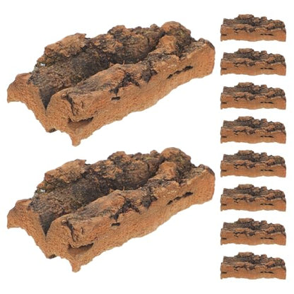 10pcs Reptiles Terrarium Background, 4x2 Natural Bark Sheets for Shelter & Train, Climbing Wall Mat Tank Accessory for Frog, Lizard, Snake, Bearded Dragon