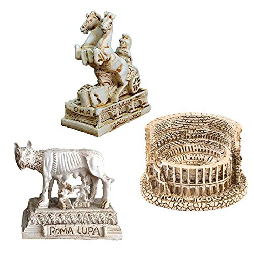 Ancient Rome Aquarium Fish Tank Decorations Decor (Set of 3) Colosseum Warrior Statue Sculpture Reptile Turtle Lizard Spider Tanks Terrarium Ornament Pet - color: Ancient Rome a