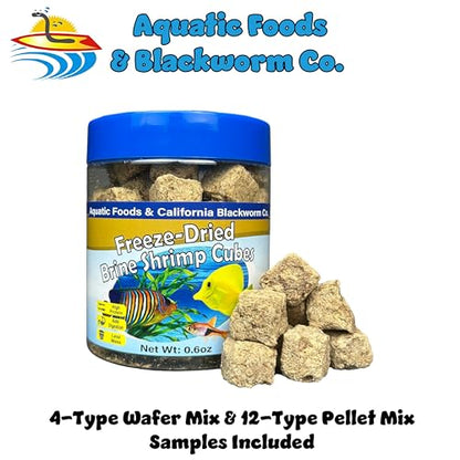 Brine Shrimp, Freeze Dried Floating Brine Cubes for Cichlids, Discus, Tetras, Goldfish, Bettas, Angels, Marines, All Tropical Fish, Aquatic Turtles 0.6oz Canister