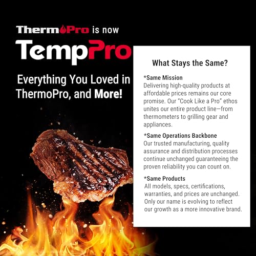 TempPro TP19 Waterproof Digital Meat Thermometer for Grilling with Ambidextrous Backlit & Thermocouple Instant Read Kitchen Cooking Food Thermometer for Candy Oil BBQ Smoker (Previously ThermoPro) - color: Bright Red