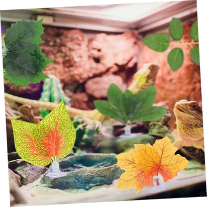 Hemoton 4pcs Aquarium Fake Plants Purple Perilla Leaves with Suction Cups Artificial Terrarium Plant Decorations for Fish Tank Landscaping Reptile Tank Ornaments