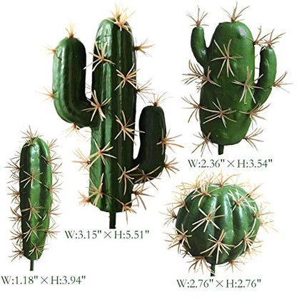 FagusHome Artificial Cactus Decor Faux Cactus Plant Fake Succulents Plants Artificial Cacti 4 Pieces Unpotted Indoor Home Décor Fake Cactus Stems